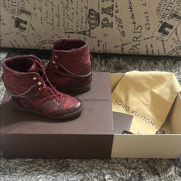 Louis Vuitton Rust Brown Leather Suede Bootie Sneaker w/Box Size IT 36 - Picture 8 of 8